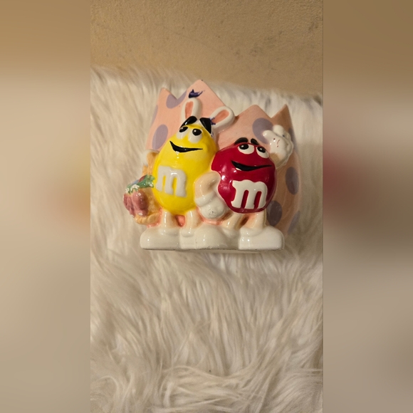 Ceramic Bowl Planter Mars M&M Yellow & Red Pink Easter Egg Purple Dots FTD Candy - Picture 3 of 10